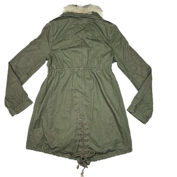 Free People We The Free Utility Parka Faux Fur-Trimmed Boho Olive Jacket L NWOT - Picture 10 of 14